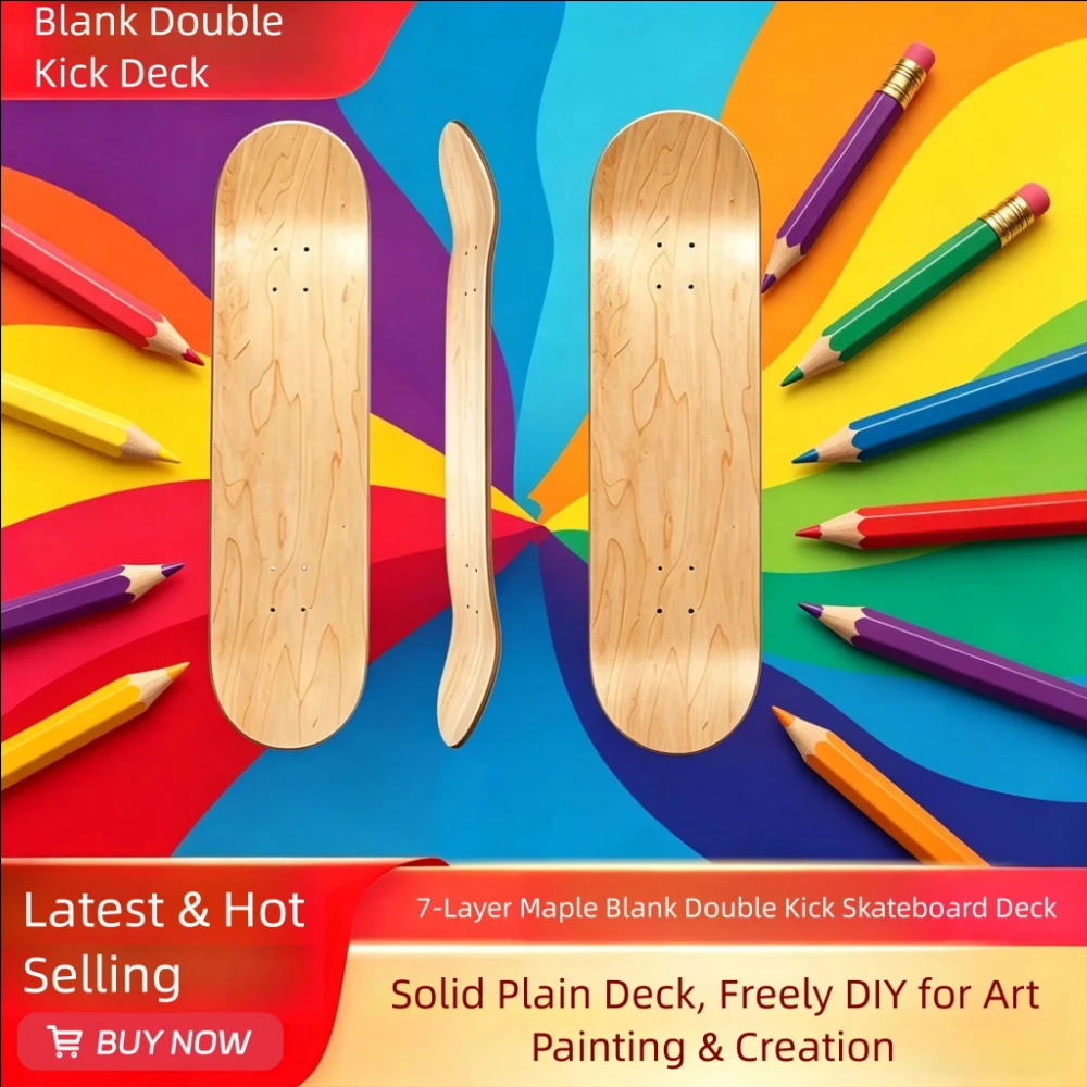 Deck de Skate em Madeira Maple de 7 Camadas, Deck de Skate Natural em Branco para Adultos, DIY