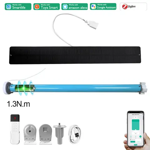 Tuya Zigbee Battery Smart Curtain Shutter Roller Blind Automatic Motor For 37mm 38mm Tube Alexa Alice Google Home Voice Control