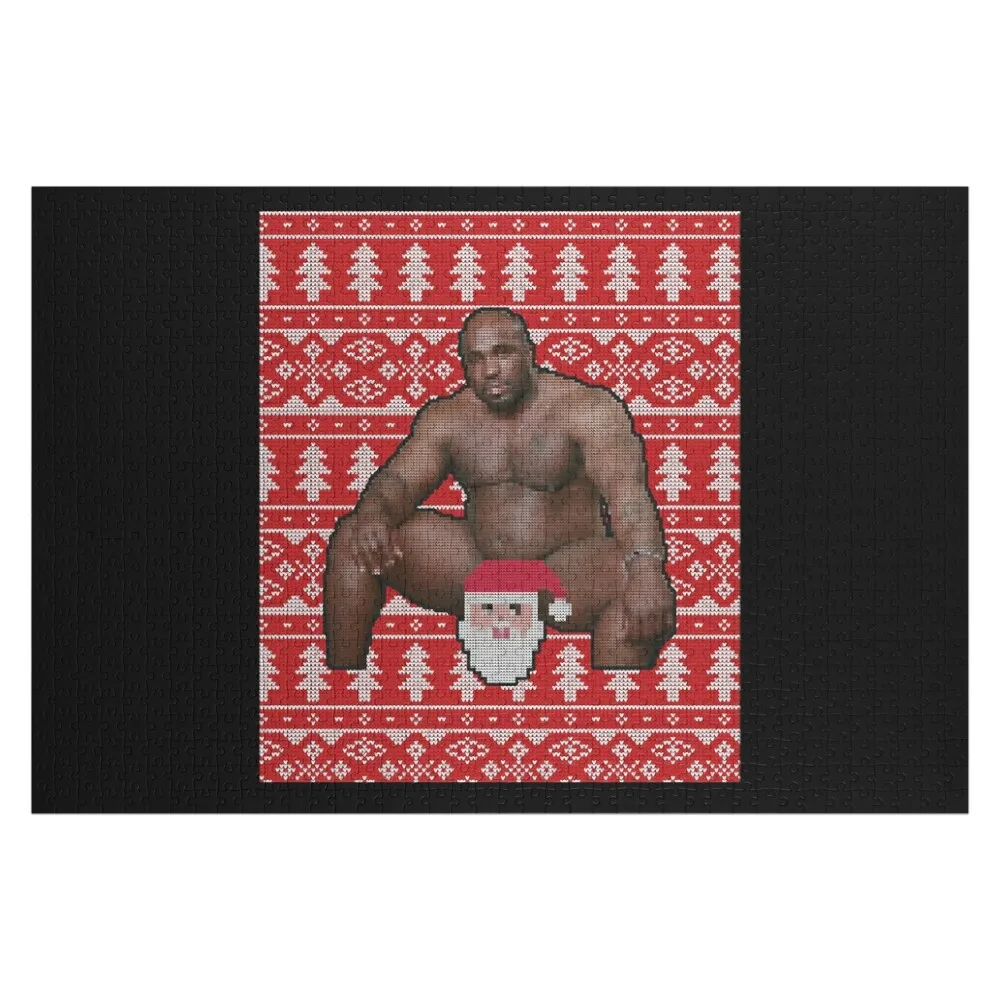 

Деревянная головоломка с животными: Вуд сидит на кровати, лучший мем 2020 года, узор уродливого рождественского свитера