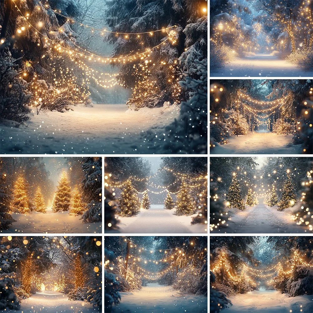 

Winter Christmas Bokeh Forest Backdrops Kids Adult Photography Child Adult Photocall Decors Family Xmas Backgrounds