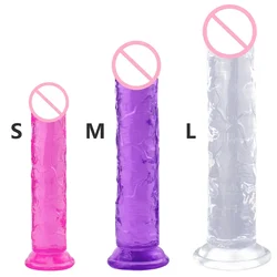 Medium Size Transparent Dildo with Suction Cup Jelly Dildos Sex Toys Woman Fake Dick Toy Big Dildo Suction Cup Penis Anal Dildo