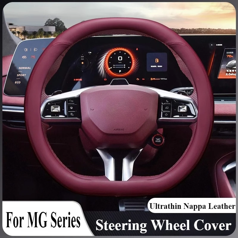 

For MG 7 MG5 Scorpio MGONE Ultrathin Nappa Leather Steering Wheel Cover Four Season Universal Anti Slip Car Interior Accessories