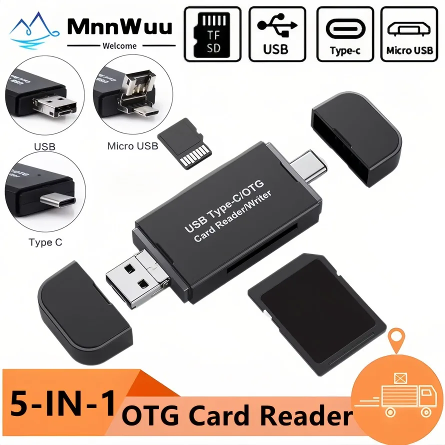 5-in-1 multifunctionele kaartlezer Computer Mobiele OTG-converter TF SD-conversiecamera USB 2.0 Type C High Speed Transfer Adapter
