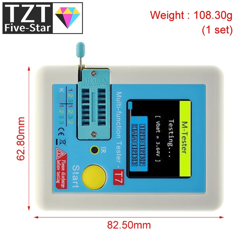 LCR-T7 Transistor Tester Multimeter Colorful Display TFT For Diode Triode MOS/PNP/NPN Capacitor Resistor Transistor