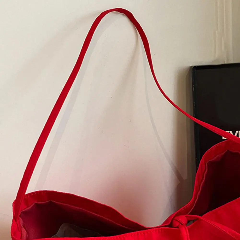 Neu eingetroffene große Nylon-Umhängetasche für Damen, minimalistischer, lässiger Stil, Vintage-Einkaufstasche mit Kordelzug und Schnalle – Detail 26