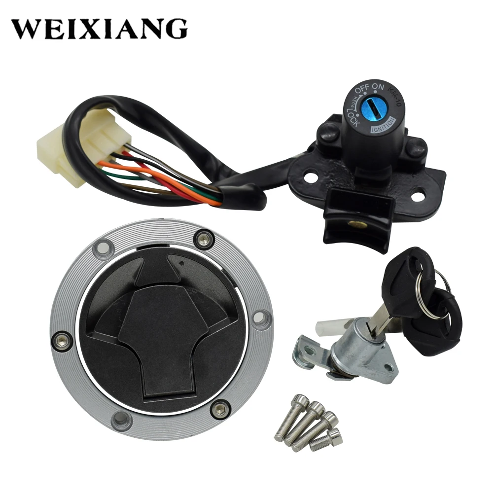 For Kawasaki Ninja 250R EX250J 300 EX300 2008-2015 Motorcycle Ignition Switch Kit Assembly Fuel Gas Cap Tank Cover With 2 Keys