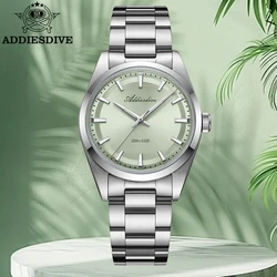 Addiesdive relógio para homem novo 36mm quartzo ar revestimento cúpula de vidro luminoso 100m à prova dwaterproof água aço inoxidável vh31 relógio de pulso ad2066