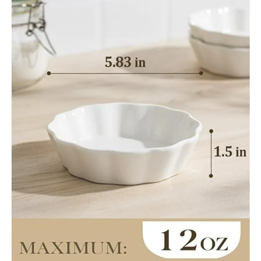 12 oz Oven-Safe Ramekins – Individual Mini Baking Dishes for Pies & Desserts 2