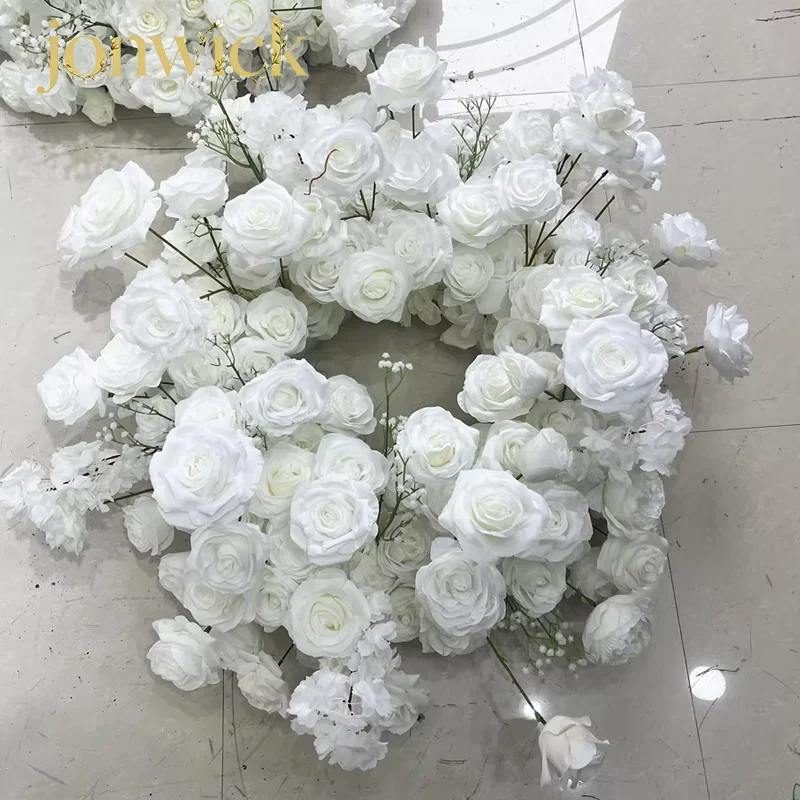 Burgunderrote Rose Künstliches Blumenarrangement Tischdekoration Kerzenhalter Kranz Rosa Rose Hortensie Party Hochzeit Dekorationszubehör – Detail 6
