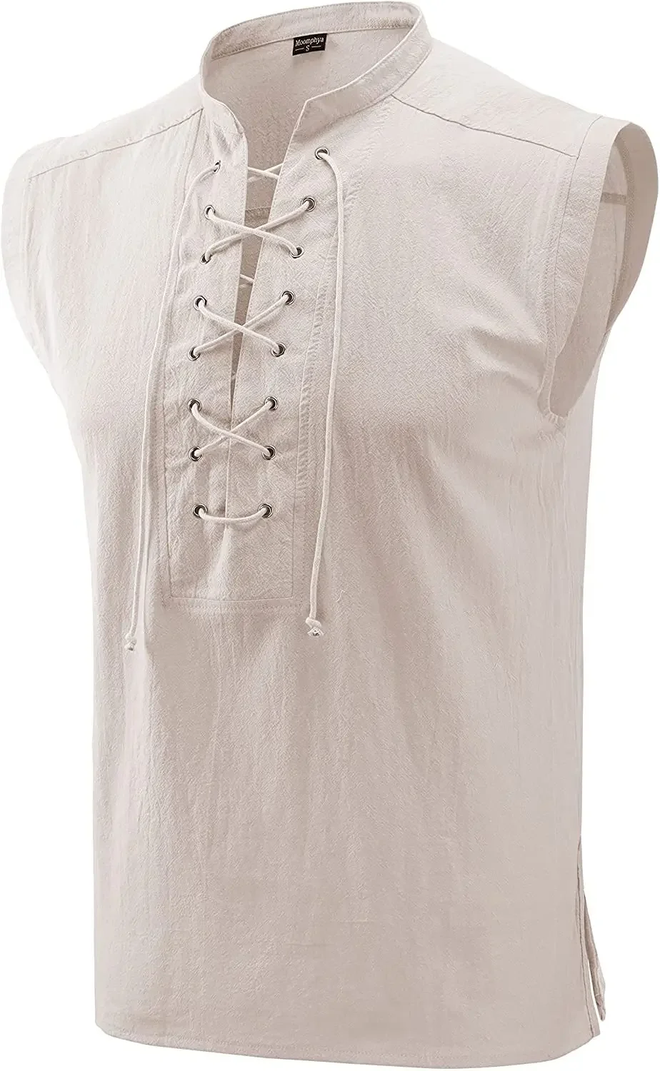 Medieval Vintage Halloween Sleeveless Tank Top for Men Gothic Fashion Stand Collar Tie Shirt Vest, Men's Playeras Para Hombres
