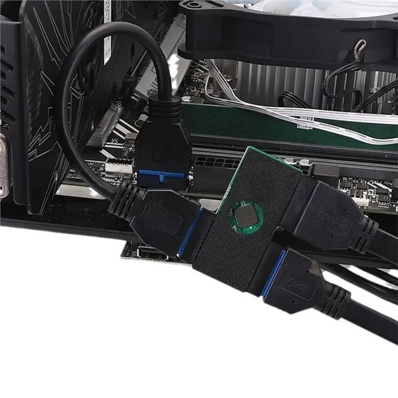 A09R USB 3.0 19Pin 2Pcs HUB With Chip Modular Cable Design Extension For Motherboard Data