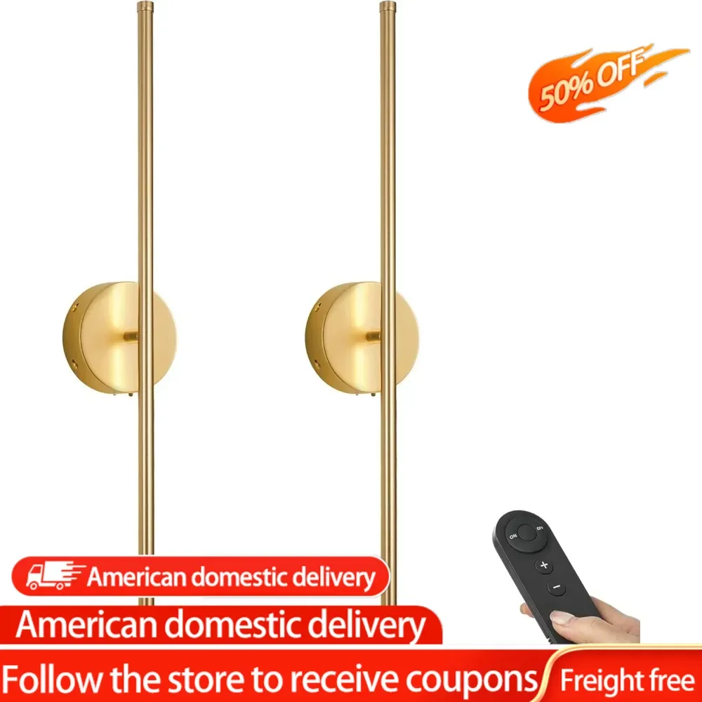 Battery Operated Wall Sconces with Remote Control, Dimmable Wall Sconces Set of Two,   for Living Room, Bedroom, Hallway,