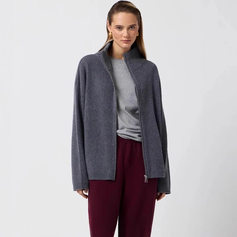 トルノバ 長袖セーターコート レディース タートルネック ジッパーカーディガン セーター カジュアル スリム ニットコート トップス 秋冬 暖かい