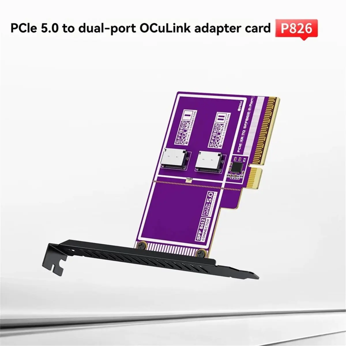 PCIe5.0 X16 to 2-Port OCuLink SFF-8612 Expansion Card Supports Graphics Card NVMe for PC