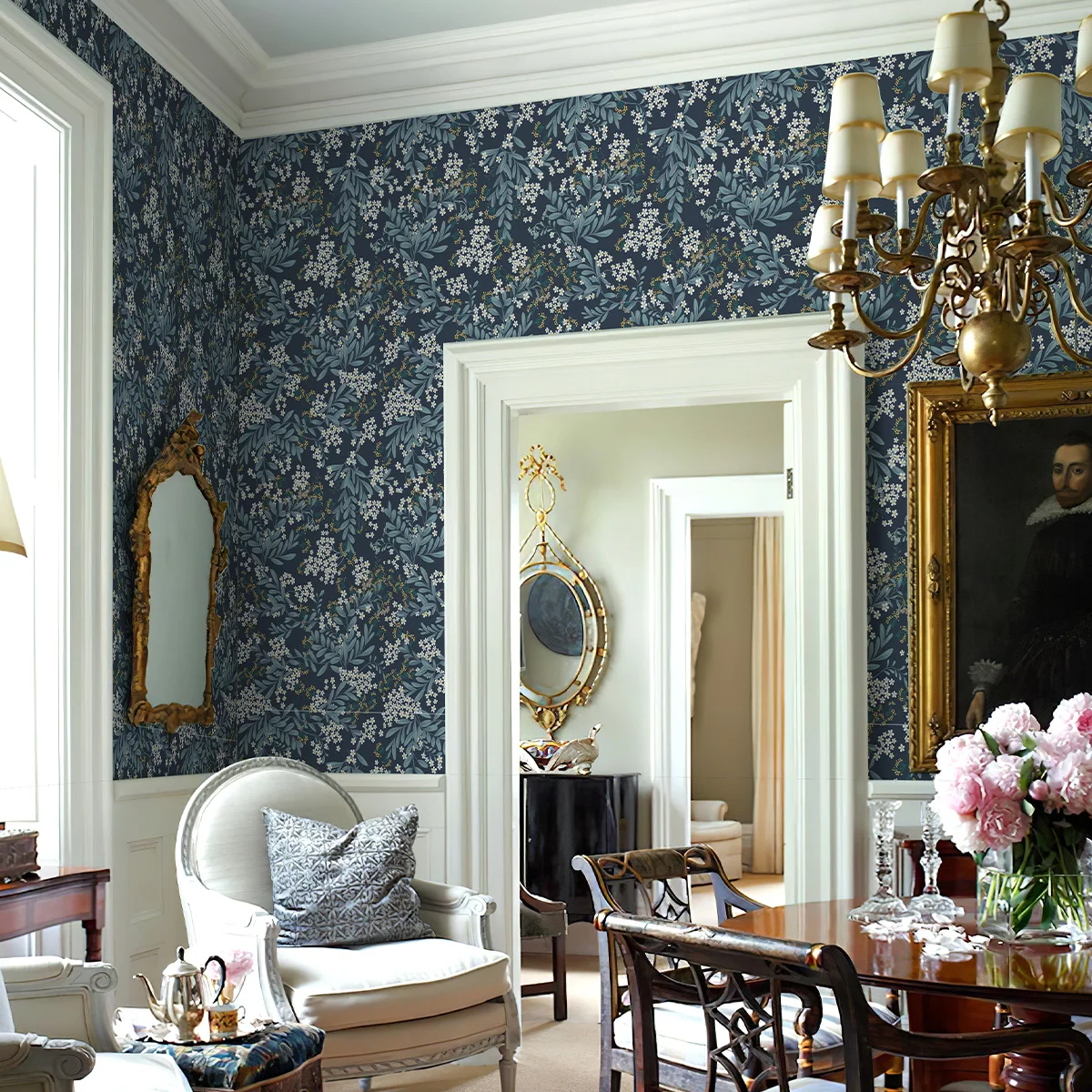 Винтажные обои во французском стиле, темно-синие виноградные листья, водостойкий декор, самоклеящаяся наклейка на шкаф
