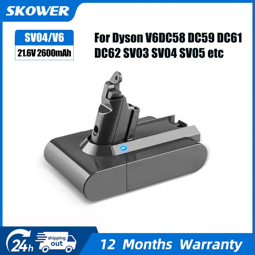 SKOWER 21,6V Ersatzakku für Dyson V6 SV03 SV04 SV05 SV06 DC58 DC59 DC61 DC62 Staubsauger