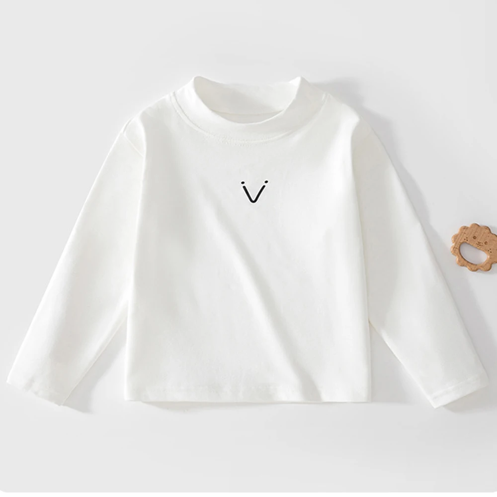 Baby Girl T-shirt Solid Color Spring Autumn Half Turtleneck Toddler Boy Long Sleeve Tops Tees Casual Children Clothing