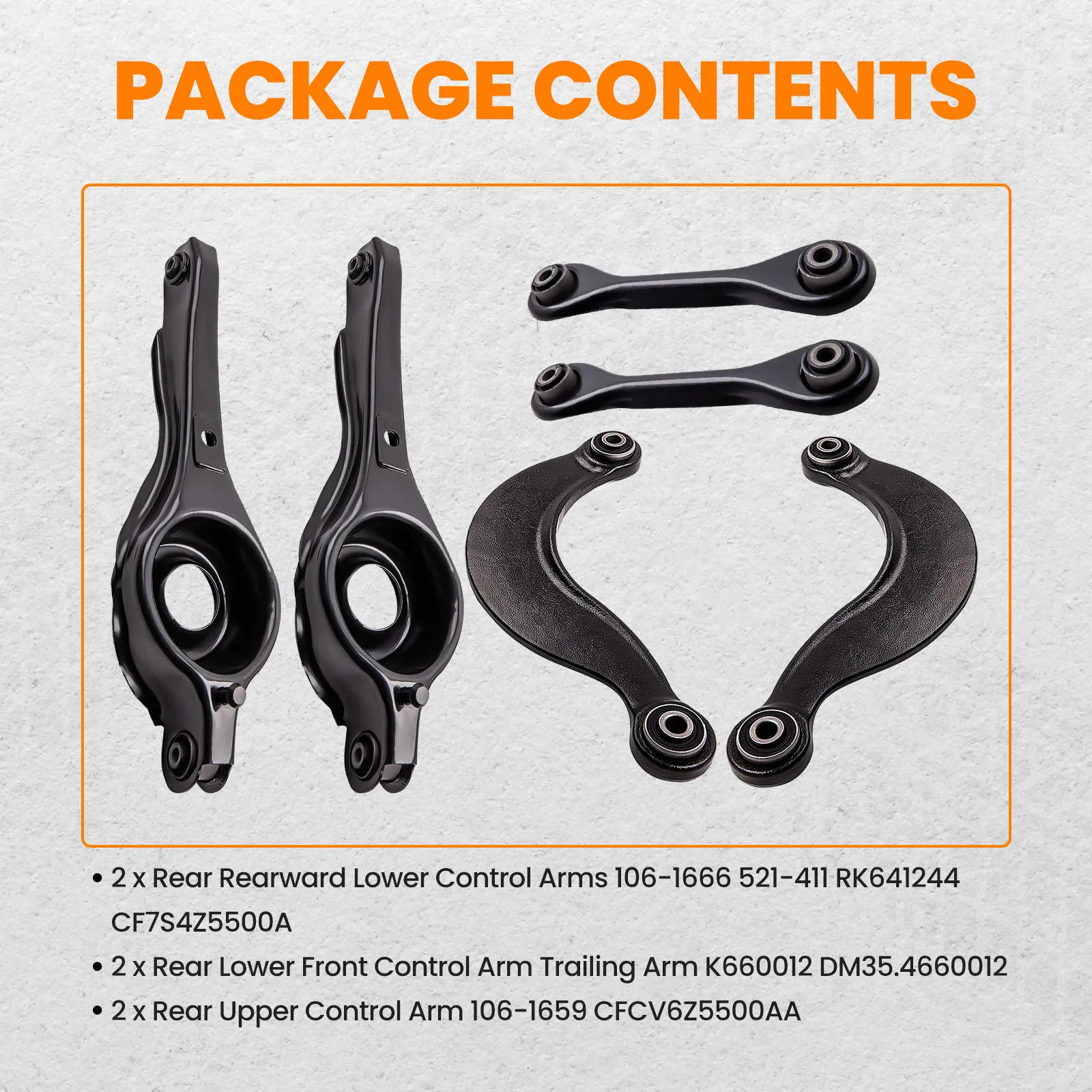 6pcs Rear Lower + Upper Control Arm Suspension Kit for Ford Focus 2000-2005