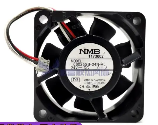 NMB 06025SS-24N-AL DC 24V 0.11A 60x60x25mm 3-Wire Server Cooling Fan