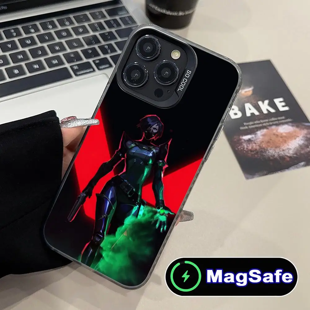 

Valorant Viper Mobile Phone Case for iPhone 16 15 14 13 12 11 Pro Max Plus MagSafe Translucent Colour Protective Cover Pretty