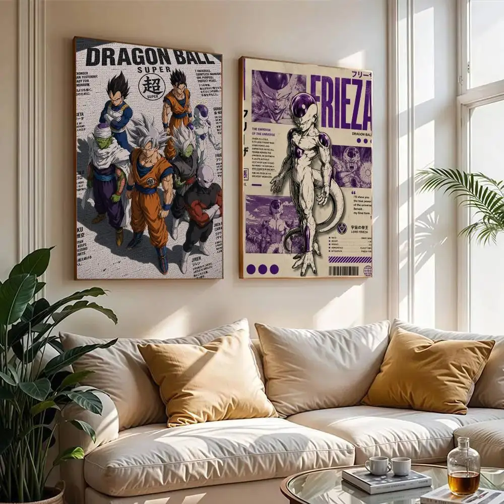 Dragon Ball Anime   Vintage Posters Sticky Retro Kraft Paper Sticker DIY Room Bar Cafe Kawaii Room Decor