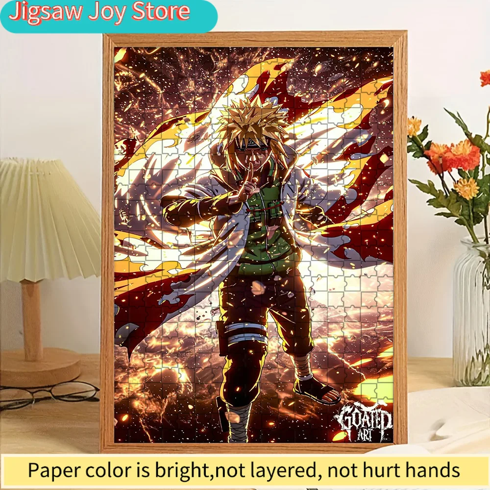 

Minato Namikaze Paper Puzzle, Dynamic Naruto Anime Character Art of the Yellow Flash with Hokage Cloak and Fiery Background, Pre