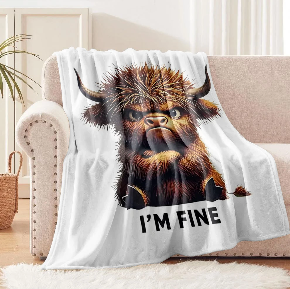1PC Blankets Funny Cute Highland Cow For Boys Girls Anniversary Birthday Gifts Festival Gifts Soft Warm Blanket Four season use