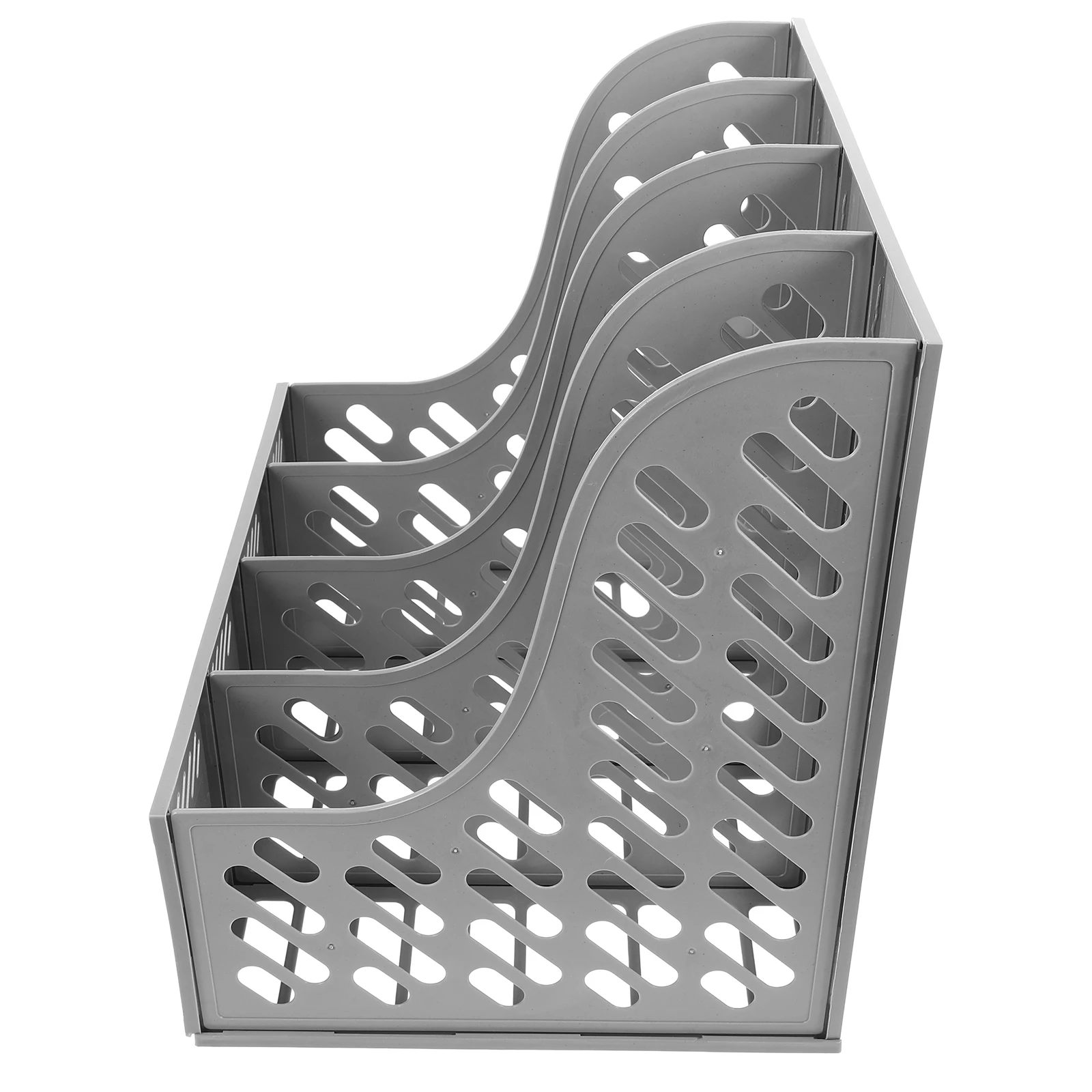 

1 set File Organizer Rack for Desk A4 Document Storage Folder Holder Grey Plastic Desktop Stand Office Folders Lattice