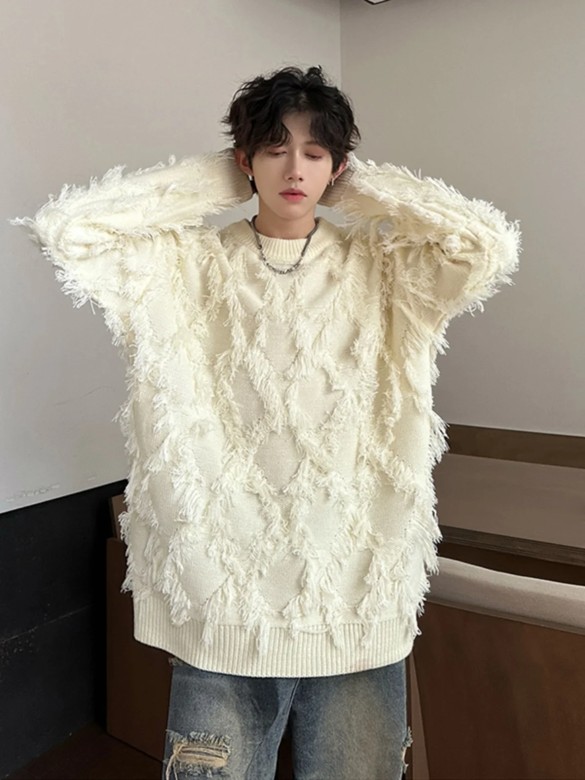 

Модный американский утепленный вязаный свитер-кардиган с узором крючком, дизайн в стиле Lazy Design, теплый, для повседневной носки, полиэстер