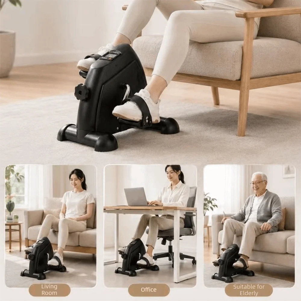 Multi-Function Mini Exercise Bike Motorized Adjustable Resistance Pedal Exerciser LCD Screen Display Portable