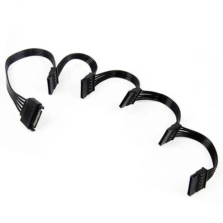 SATA 15Pin Male 1 to 5 SATA 15Pin Female Hard Drive Power Splitter Cable Cord 60CM