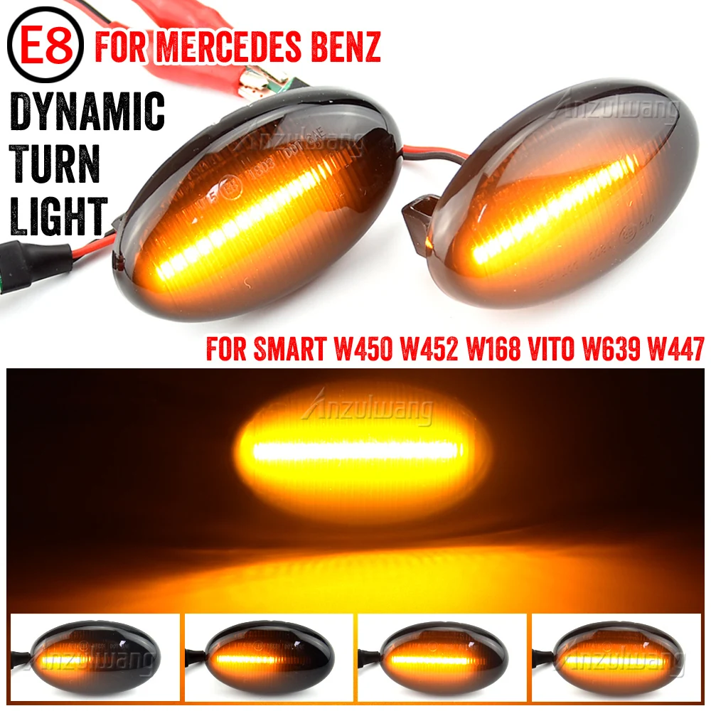 

2pcs For Benz Smart W450 W452 A-Class W168 Vito W639 W447 Citan W415 LED Dynamic Side Marker Light Repeater Indicator Light