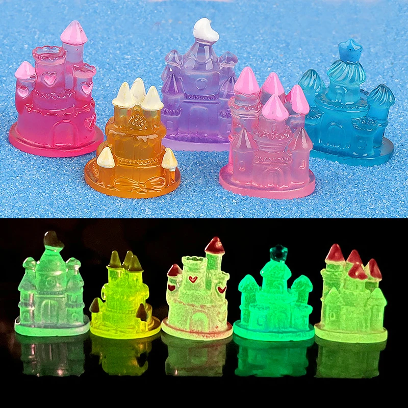 

Glow-in-the-dark Decoration Cartoon Castle Micro Landscape Car Decoration Star Princess Castle DIY Resin Accessories