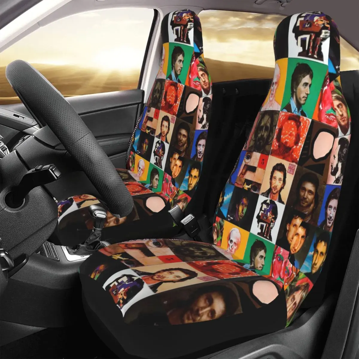 Face Dances Car Seat Cover Custom Printing Universal Front Protector Accessories Cushion Set