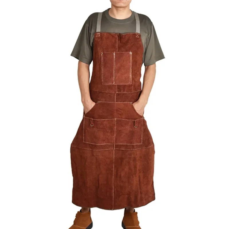 

MOPHE-Heat Insulation Washable Cowhide Welding Suit Apron Soldering Protective Clothing Leather Blacksmith Apron