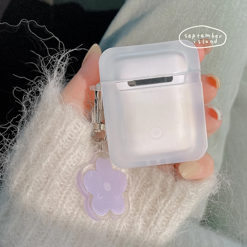 Leuke Verse Bloem Case Voor Apple Airpods 1 2 Pro 3rd Case Paarse Bloem Case Voor Airpods Pro 3 Case met Sleutelhanger Lanyard