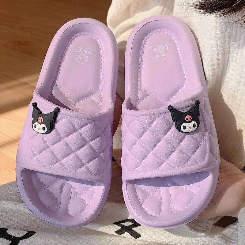 Cute Sanrio Soft-Soled Slippers Cartoon Keroppi Kuromi Cinnamoroll Home Indoor Eva Trampling Female Summer Sandals And Slippers