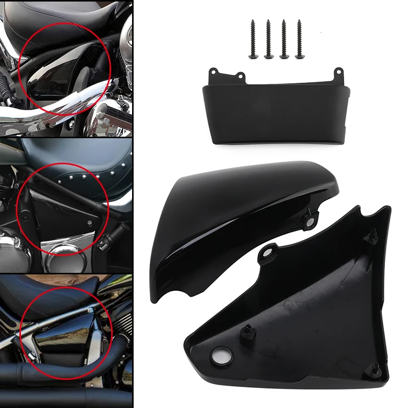 

Black Motorcycle Battery Side Fairing Covers Frame Guard Protector For Kawasaki Vulcan VN900 Classic Custom 2006-2020