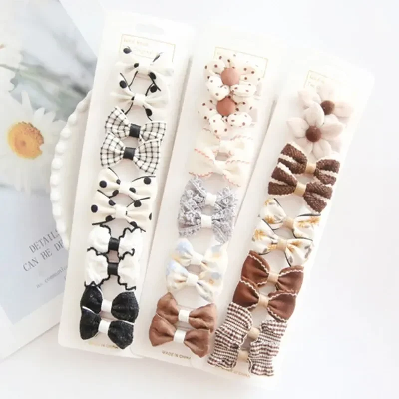10Pcs Girls Princess Hairpins Barrettes Kids Hair Accessories Cute Bows Baby Hair Clips Floral Print
