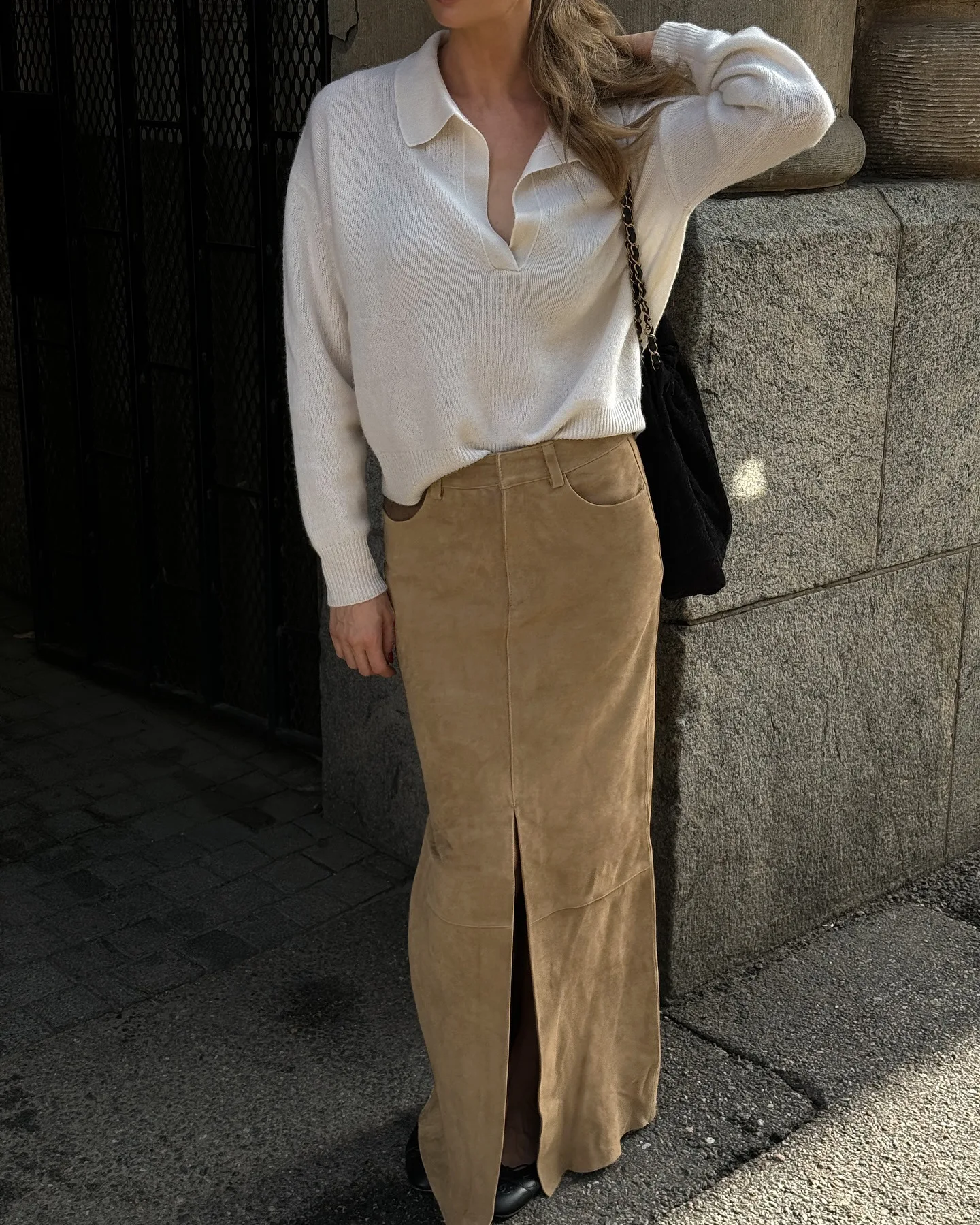Autumn Winter Vintage Suede Skirt Women Elegant High Waist Slim Split Skirt Office Lady Commuting Suit Skirt Long Skirt