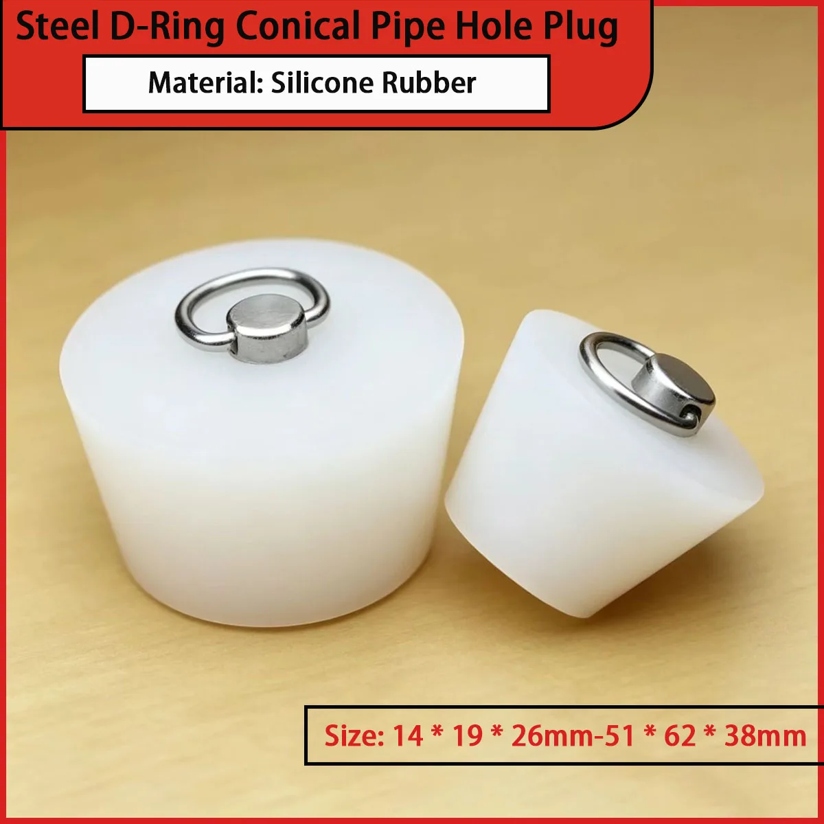 Size: 14*19*26mm-51*62*38mm steel D-ring conical pipe hole plug for steel pipe port sealing, box hole protection, etc