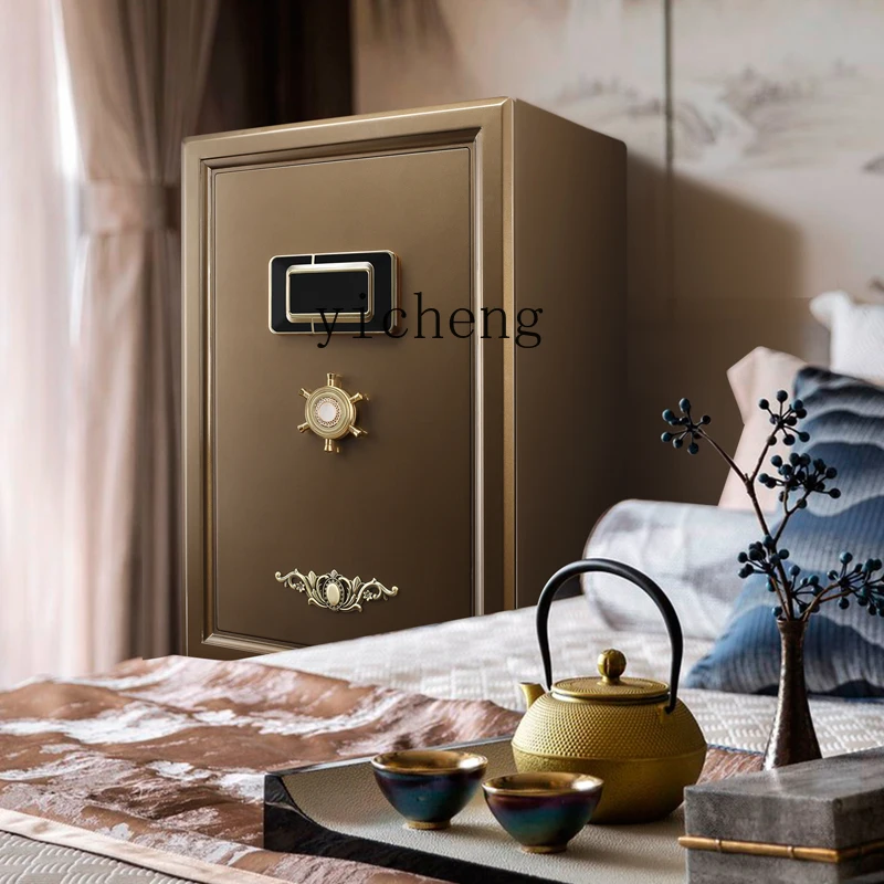 TQH Mesita de noche antirrobo totalmente de acero con huella dactilar + contraseña segura inteligente de alta gama para oficina en casa