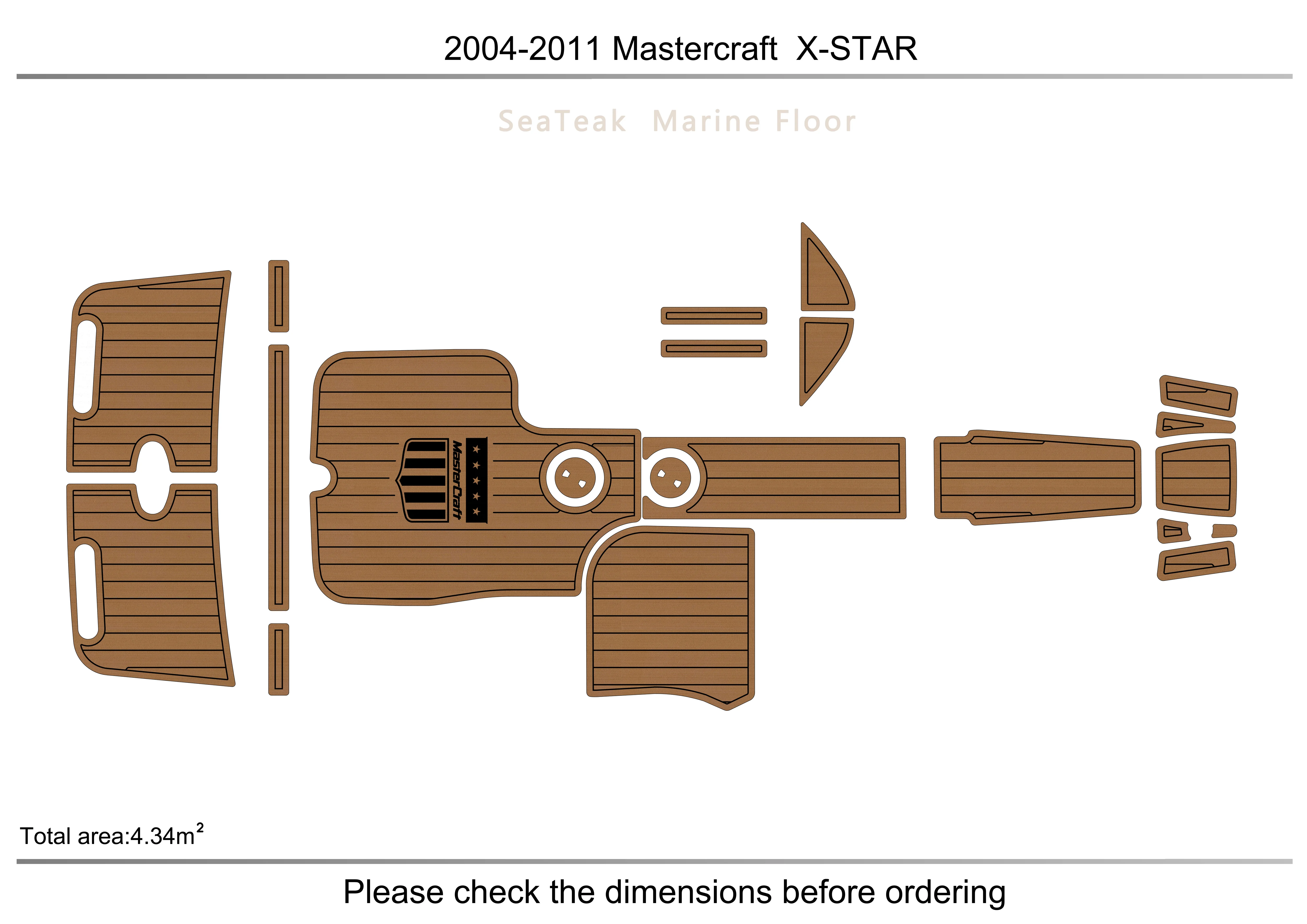 

2004-2011 Mastercraft X-STAR Cockpit Swimming platform1/4" 6mm EVA fAUX carpet Water Ski Yacht Fishing Boat Non-slip mat floor