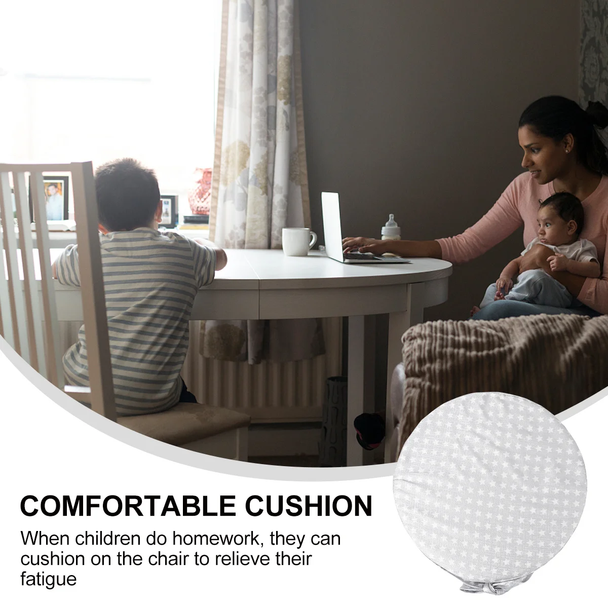 

1pc Round Baby Chair Heightening Cushion Kids Dining Seat Pad Comfortable Lightweight Portable Home Restaurant Use Silver