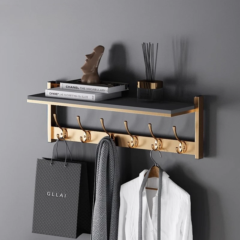 

Modern Wall-Mounted Coat Rack with Shelf Luxury Minimalist Entryway Organizer Space Saving Premium Bedroom Hooks for Cloakroom