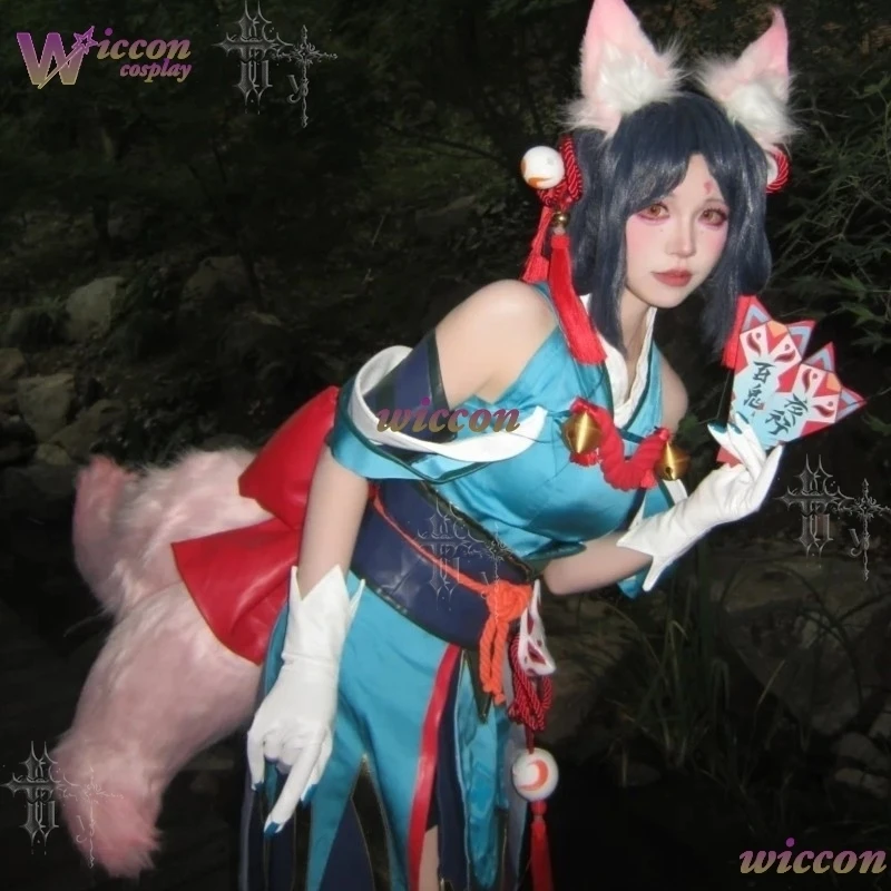 Ani Cos Halloween Kiriko Inari Fox Ears Tail Kit Comic Show Halloween Anime Role Play Accessory  Kitsune Cosplay Beast Ear Prop