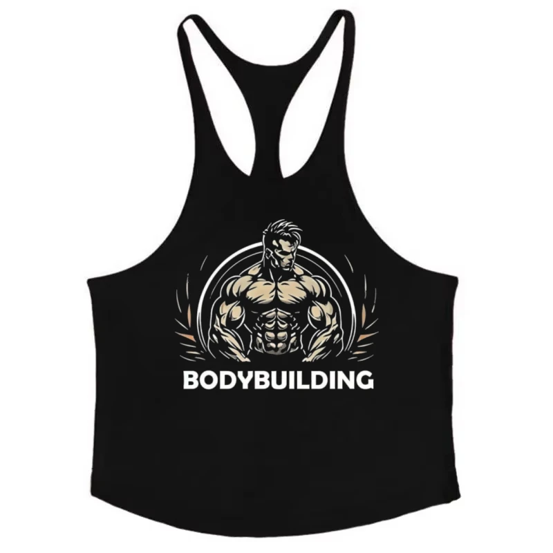 

2025 New Men's Stringer Gym Vest - Bodybuilding Graphic, Quick - Dry & Loose Fit, Sleeveless for Fitness Training & Workout