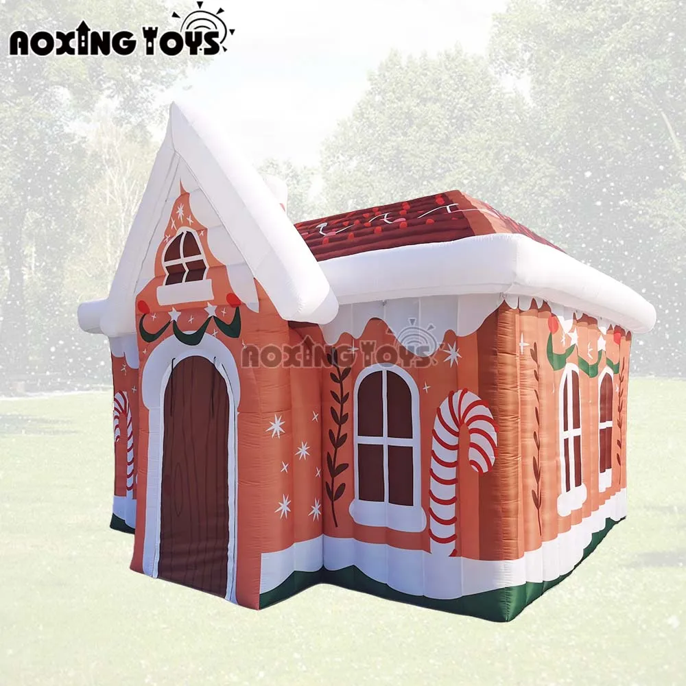 Giant Inflatable Christmas Candy House 5x4M Santa party Tent with Blower for Festival Advertising Decoration Events