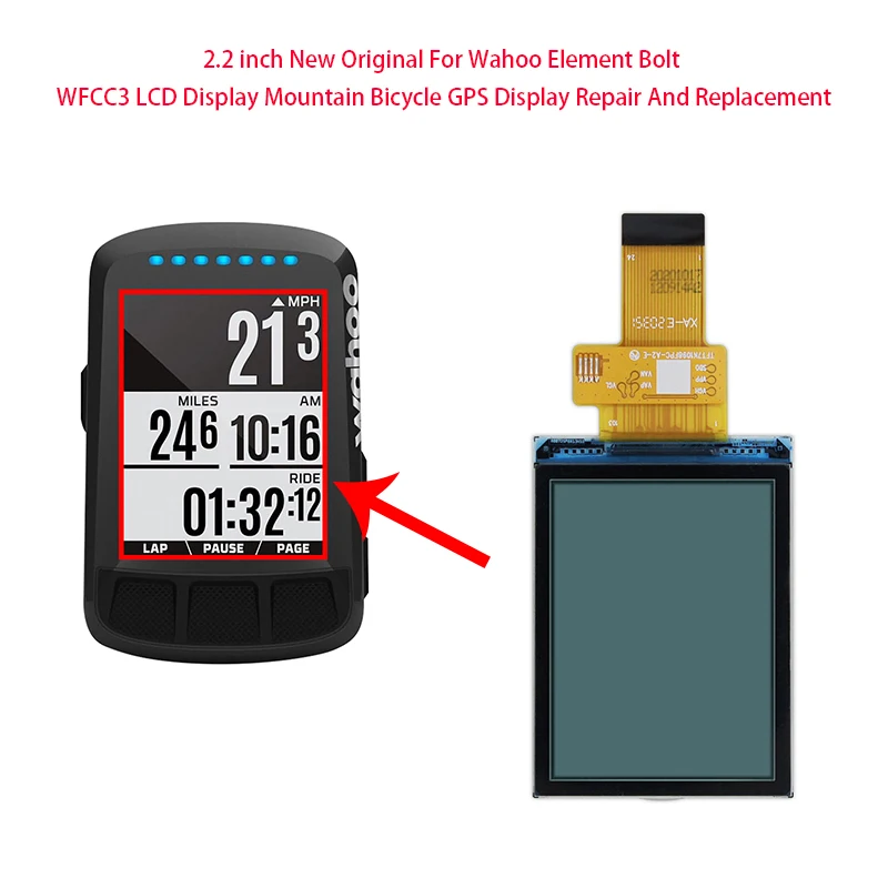 

2.2 inch New Original For Wahoo Element Bolt WFCC3 LCD Display Mountain Bicycle GPS Display Repair And Replacement