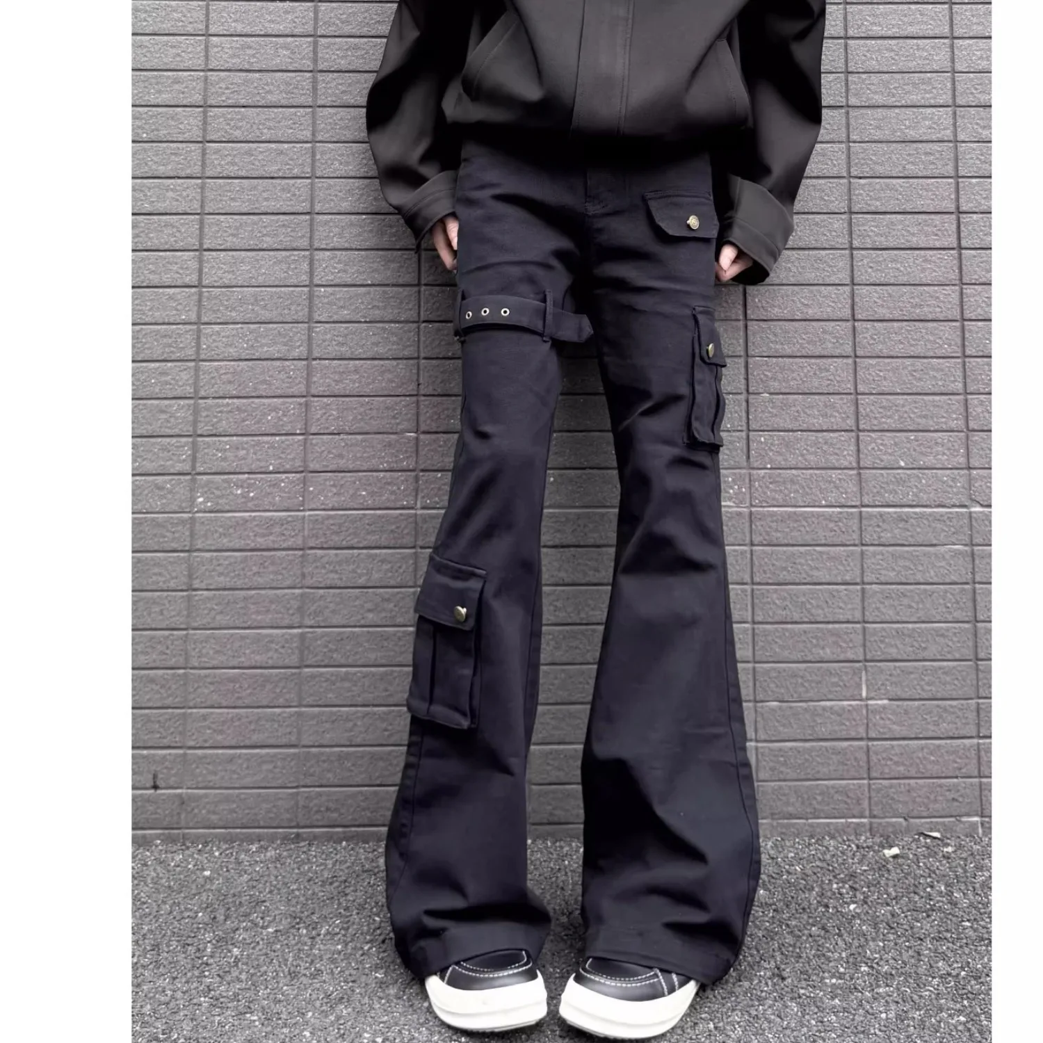 Summer plus Size 300 Pounds American High Street Vibe Multi Pocket Slim Fit Micro Flared Workwear Casual Pants Men Long Trousers